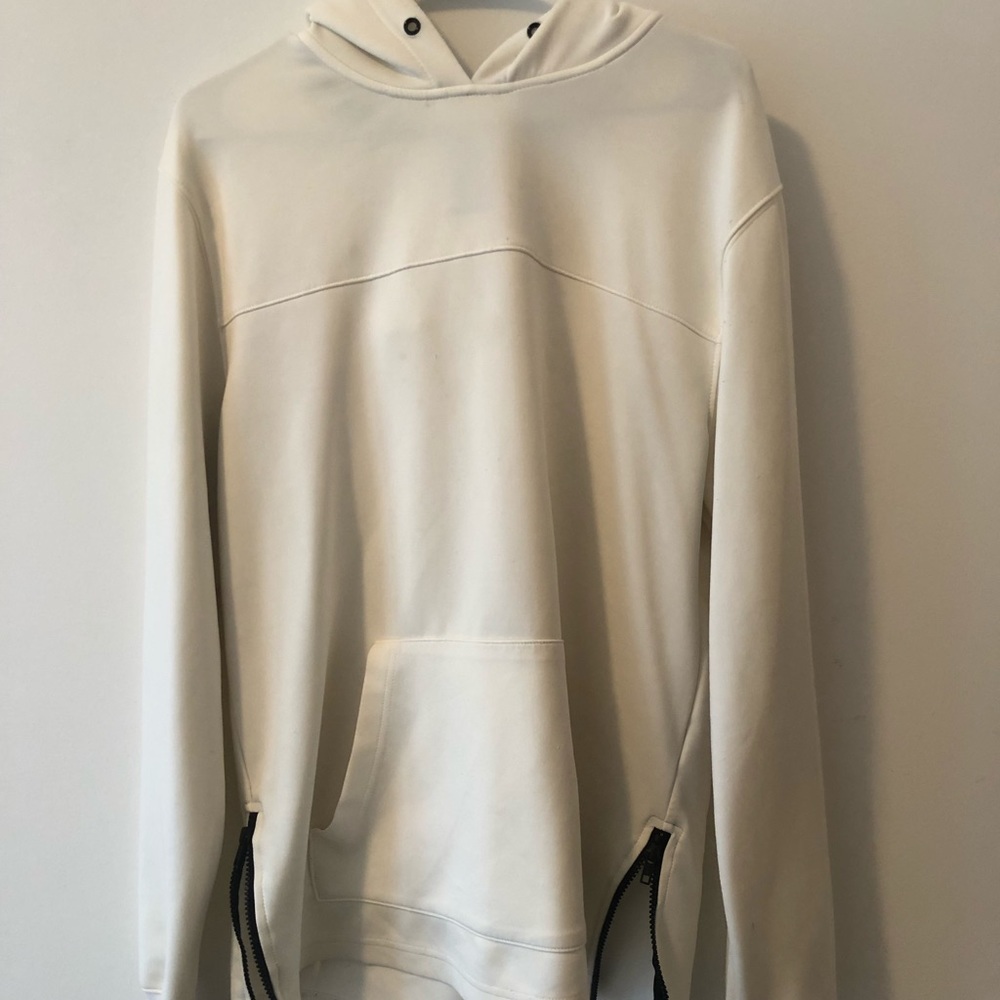 White scoop Hoodie neck long sleeve